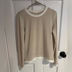 Beige/tan and white long sleeve shirt